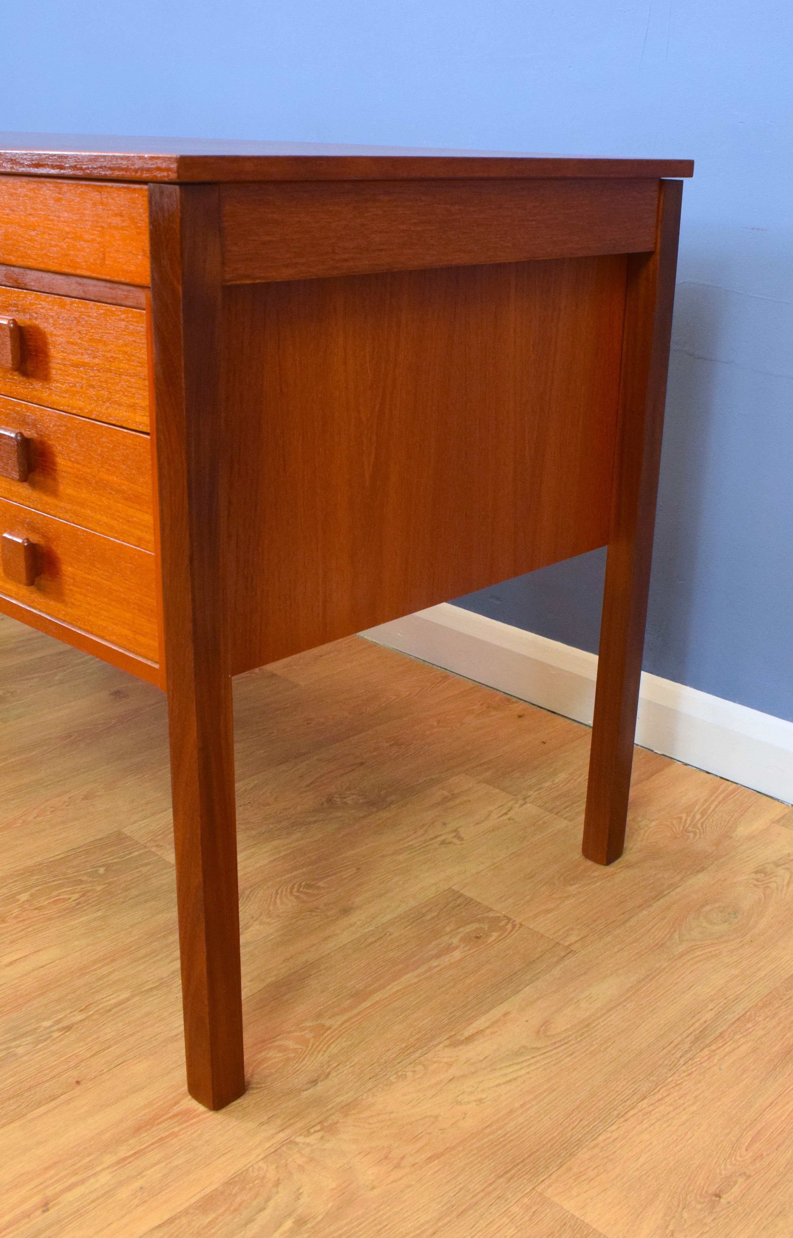 Mid Century Retro Vintage Danish 6 Drawer Teak Desk Domino Mobler 70s