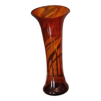 Vase en verre soufflé année 70