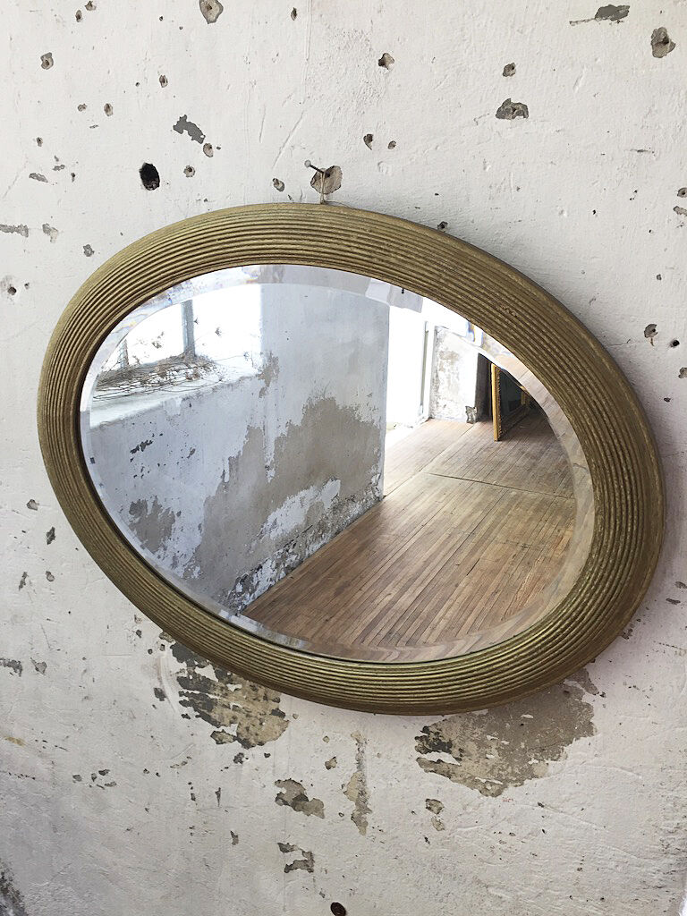 Napoleon oval mirror with 19th century cane