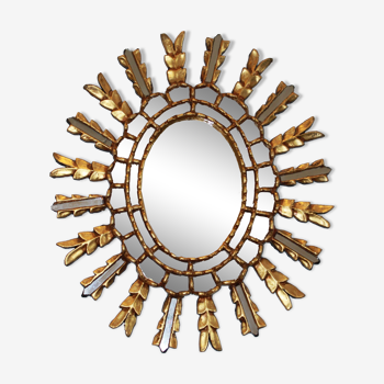 Golden carved wood sun mirror, 70