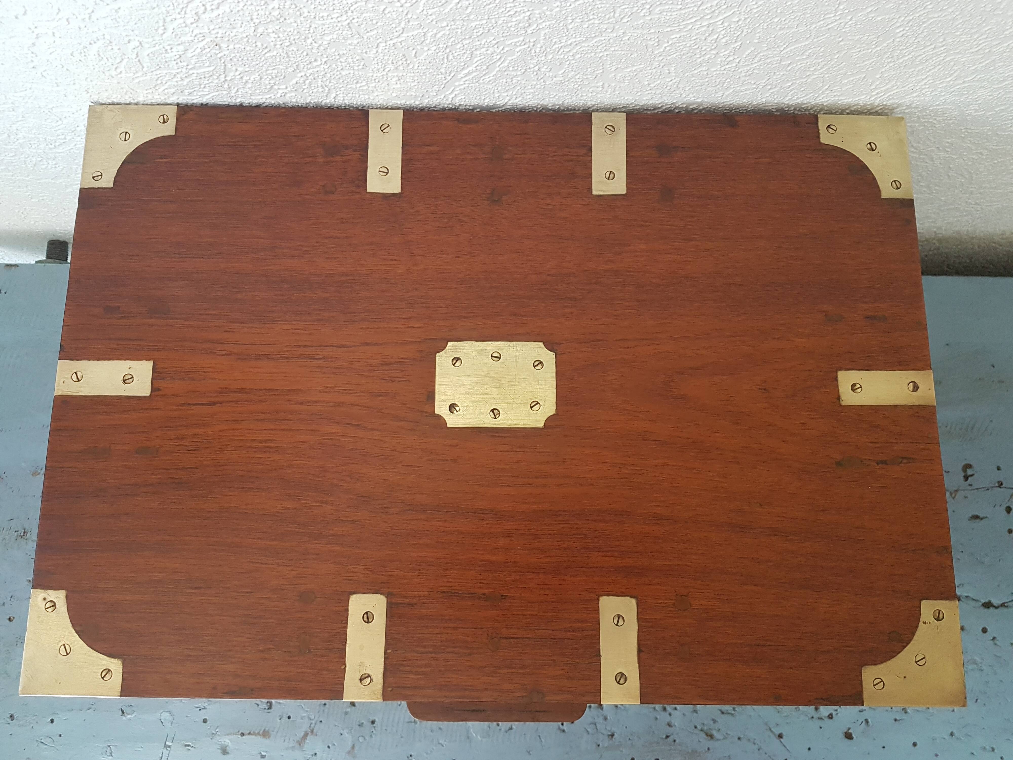 Marine trunk travel cabinet period 19th wood and brass