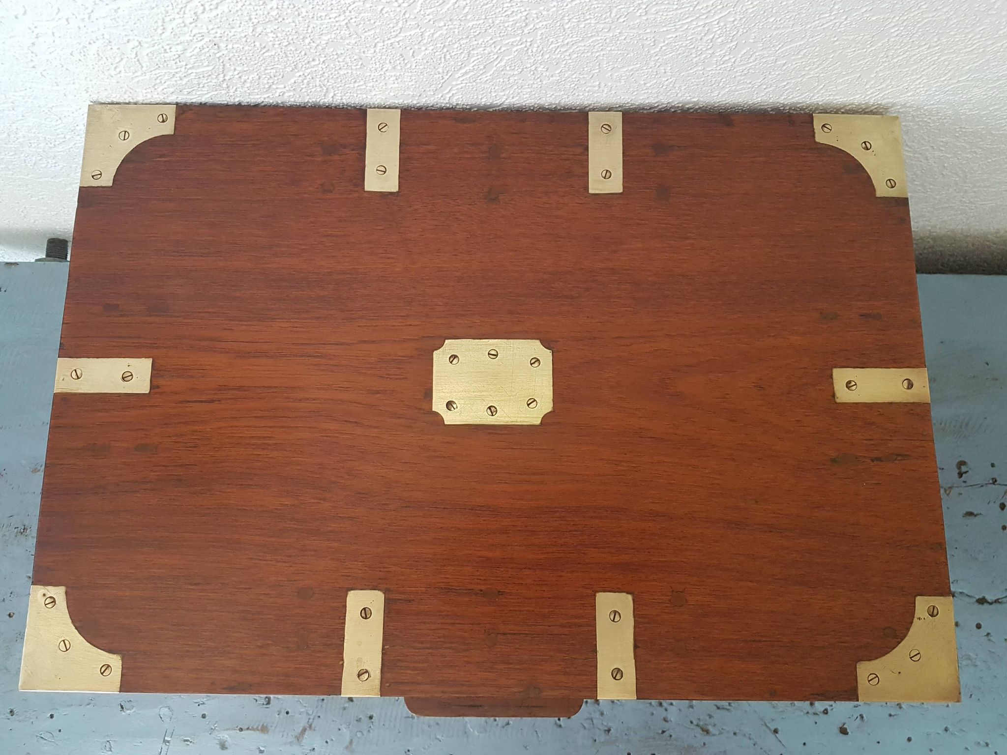 Marine trunk travel cabinet period 19th wood and brass
