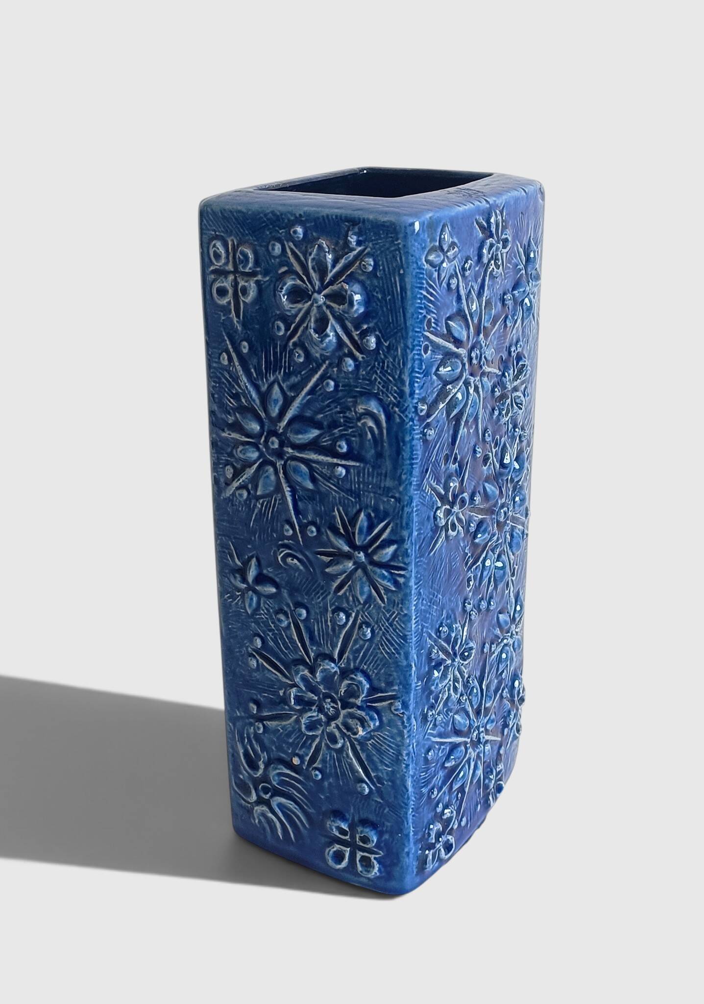 1960s Scheurich Kosmos Décor Sculptural Cobalt Blue Vase, West Germany