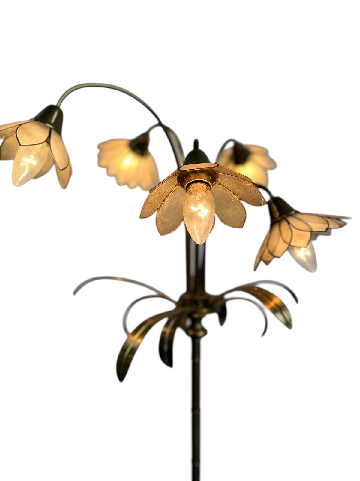 Lampadaire/lampadaire vintage en forme de lotus doré
