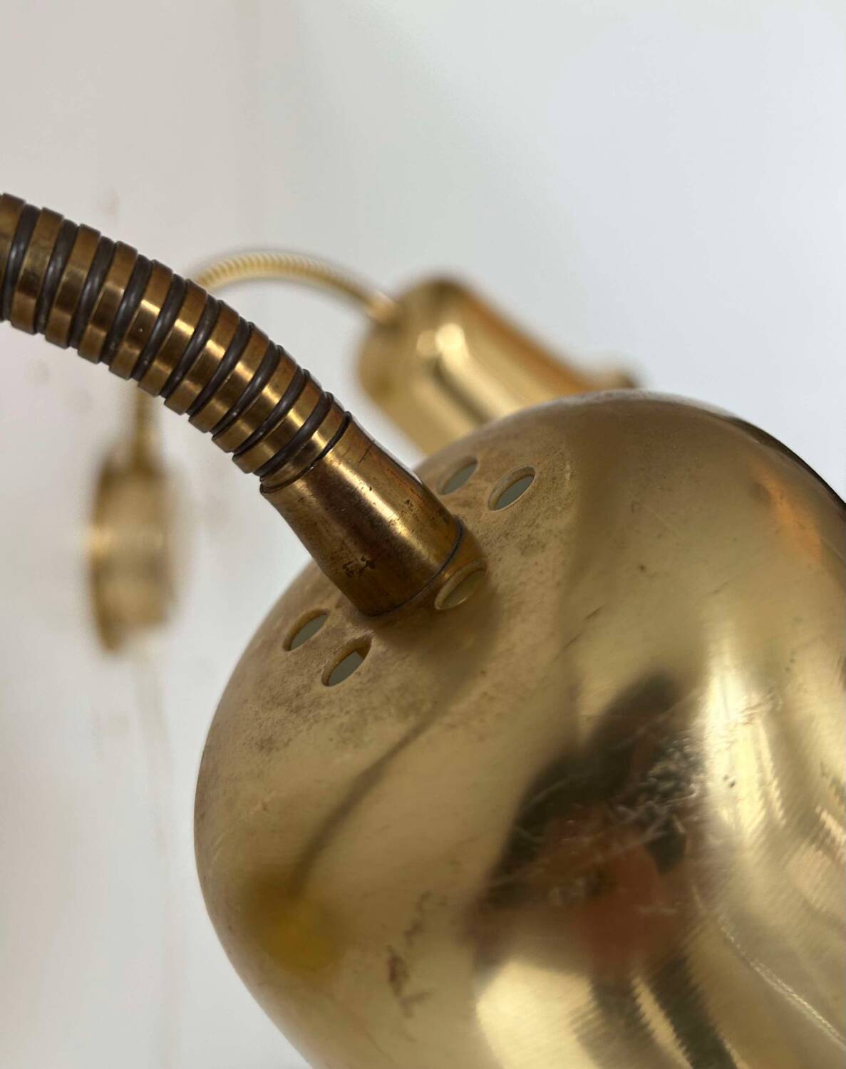 Pair of vintage adjustable wall lights, solid brass, Sweden 1960