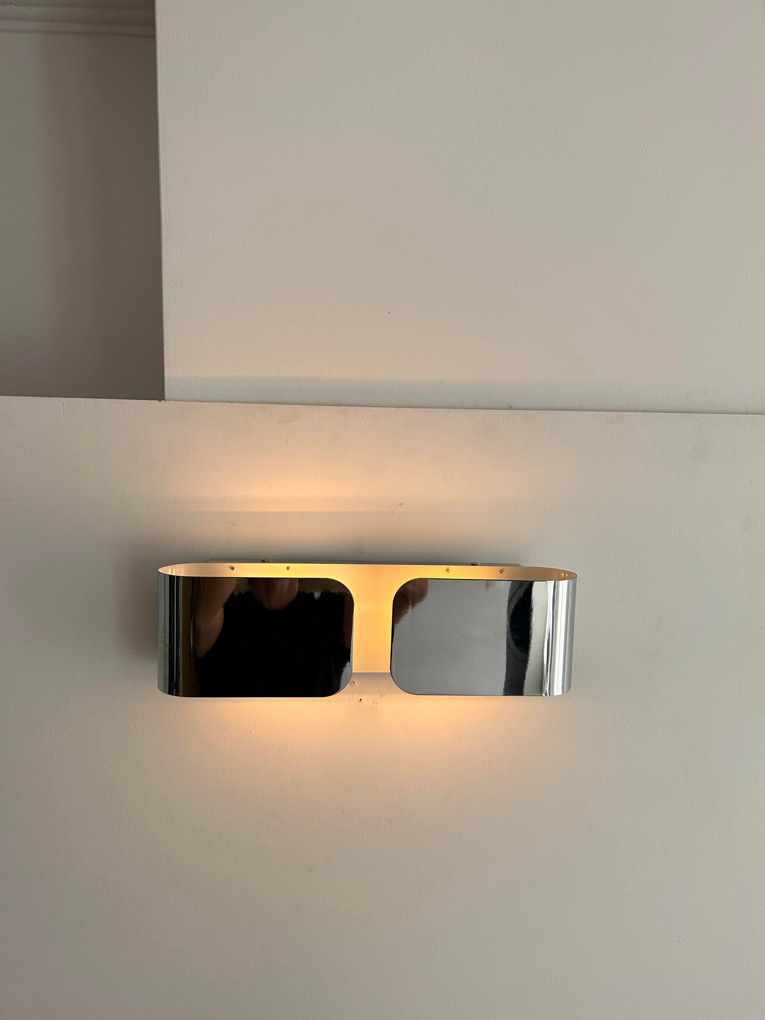 Vintage chromed metal wall lamp, France 1980