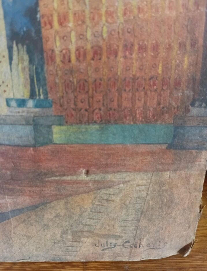 Orientalist painting by Jules Cocheris before 1950.