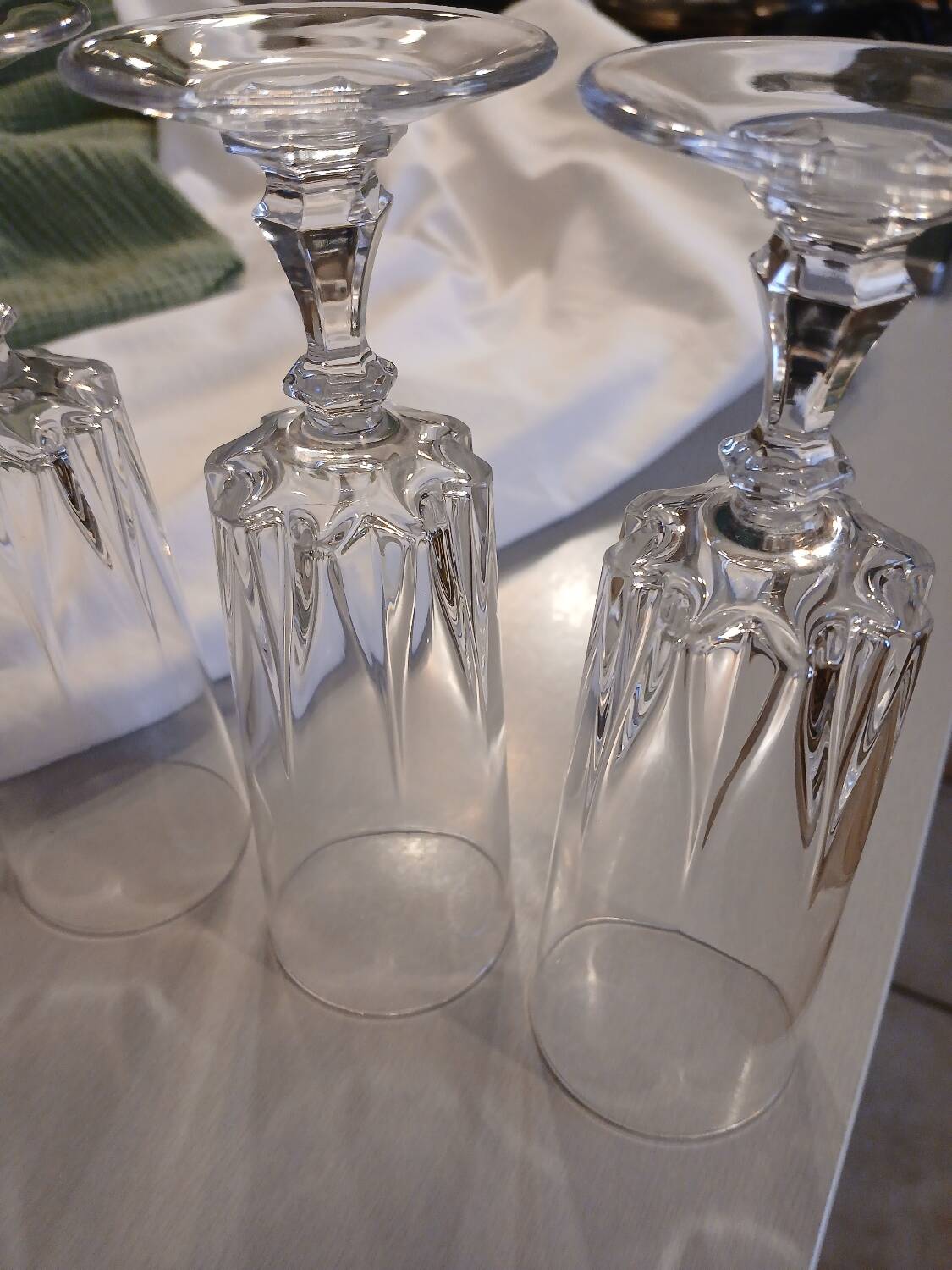 5 antique crystal flutes