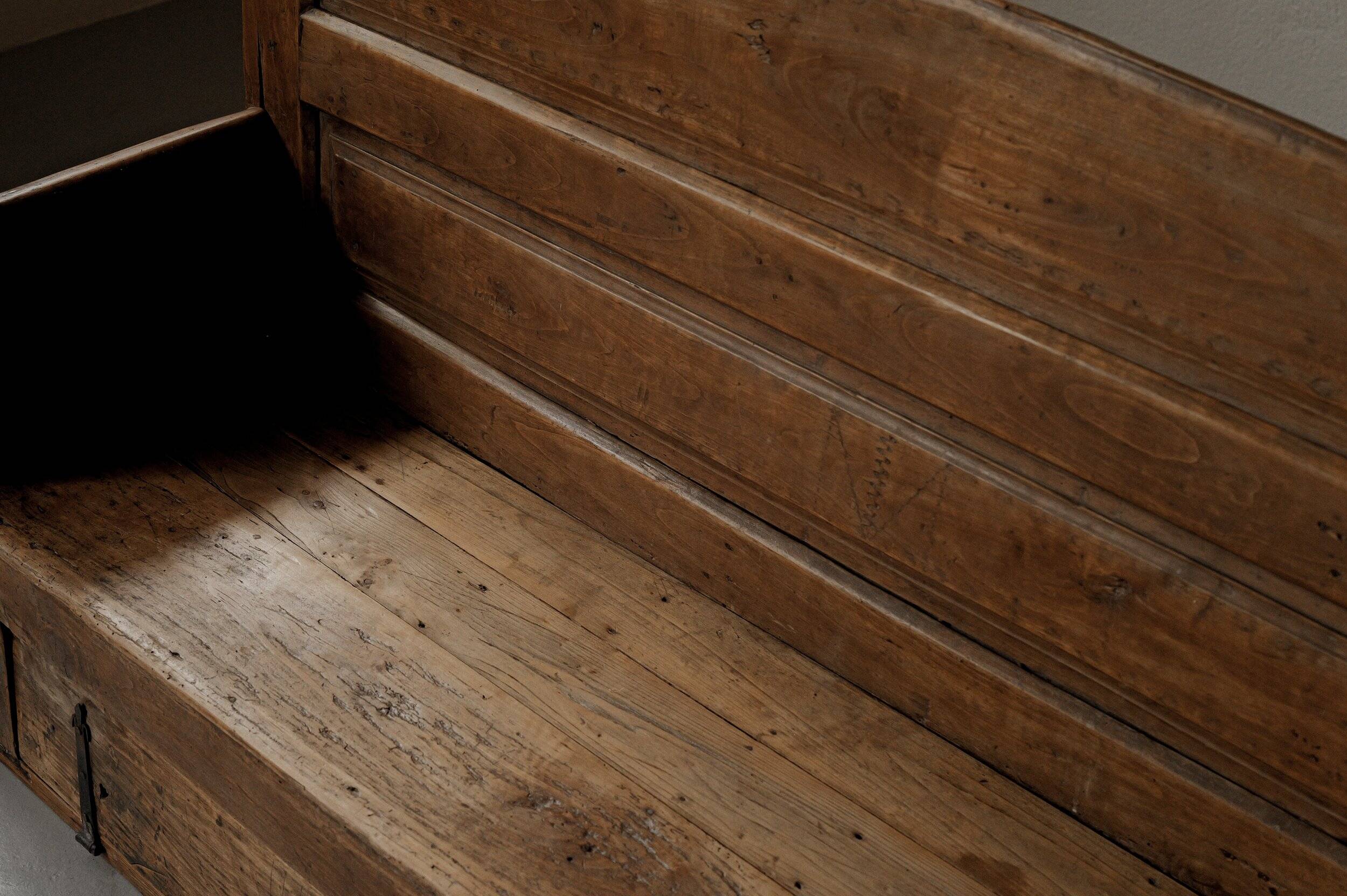 Folk art chest bench, Catalonia, 1800