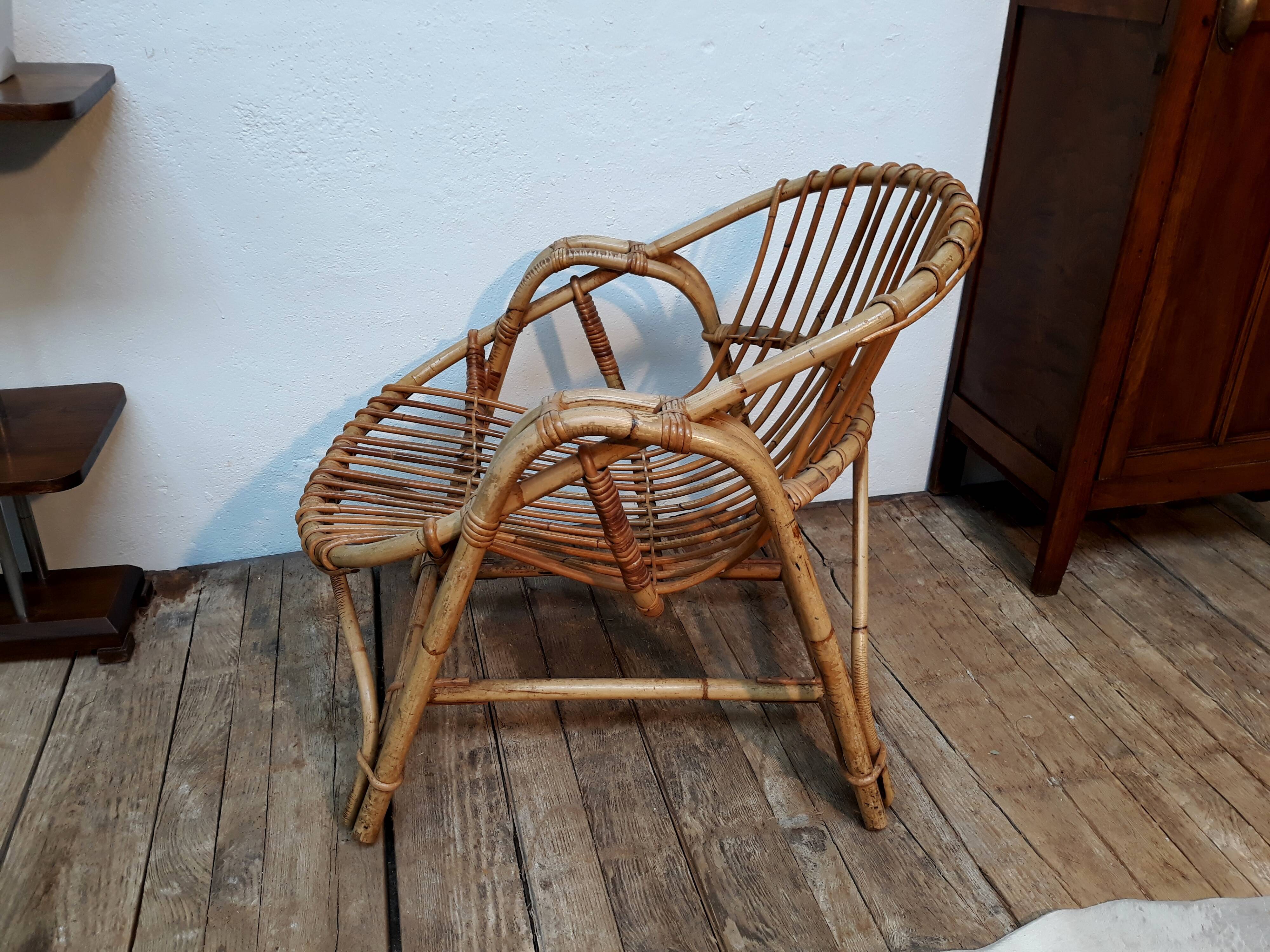 Vintage rattan armchair