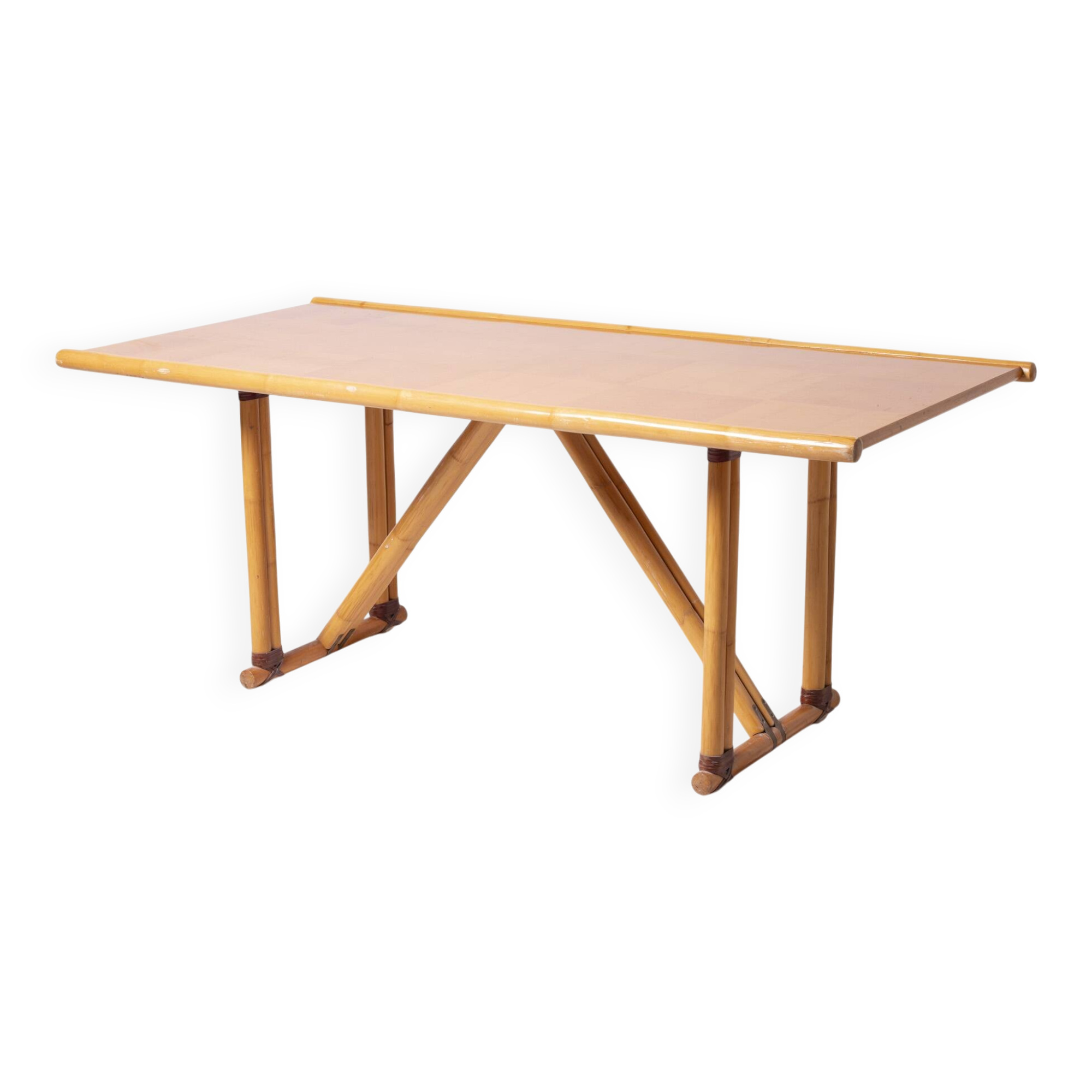 Postmodern foldable bamboo table, Italy, 1980s