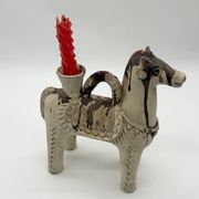 Ceramic candlestick horse, Sardinian, 1960s