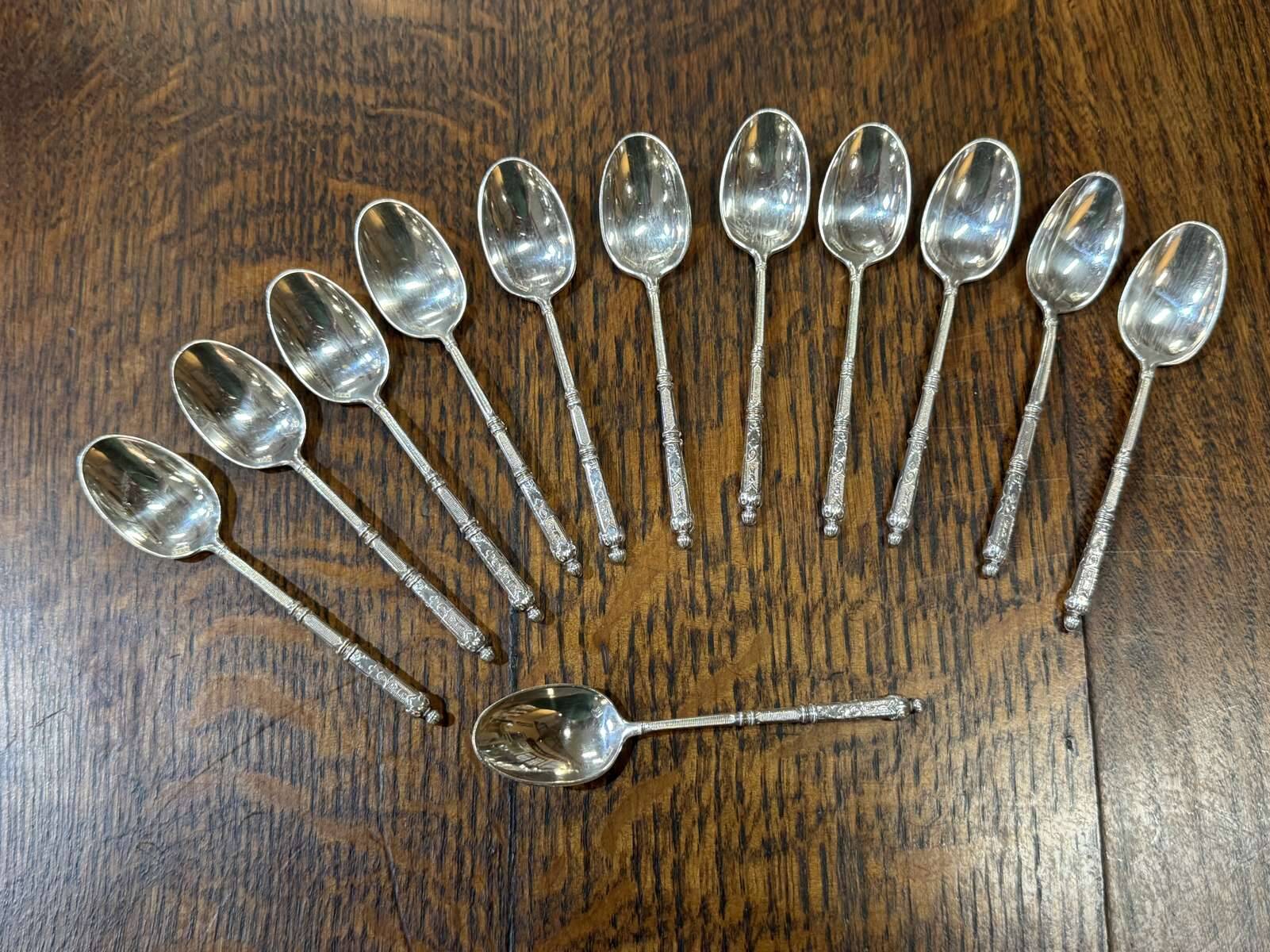 Set of 12 silver-plated mocha spoons