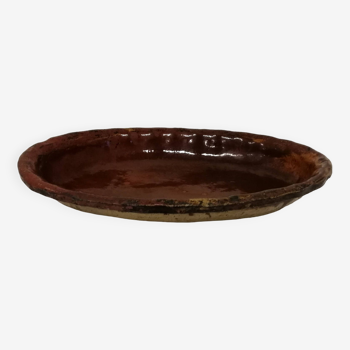 Old Dish In glazed gadrooned terracotta