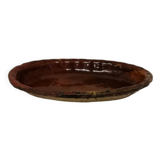 Old Dish In glazed gadrooned terracotta