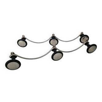 Set of 2 wave effect coat racks (3 hooks) from the 1960s.