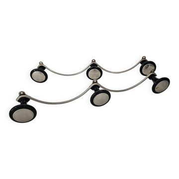 Set of 2 wave effect coat racks (3 hooks) from the 1960s.