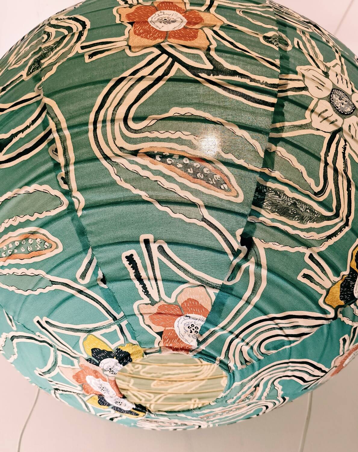 Printed fabric pear-shaped light fixture