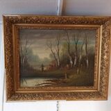 Painting under wood XIX th