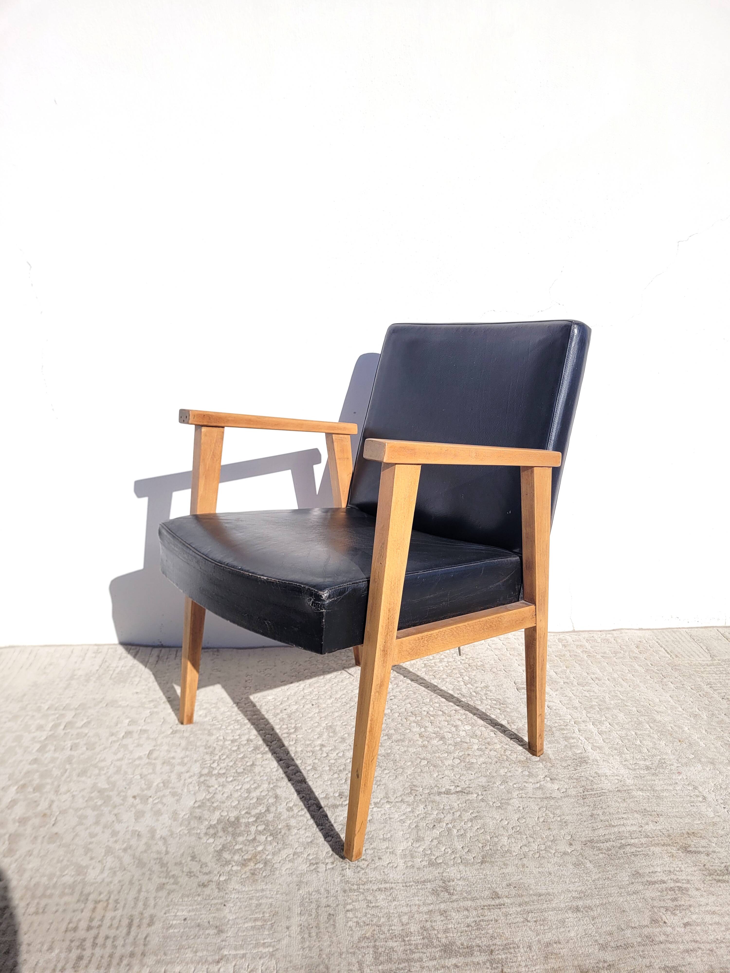 Vintage 60s faux leather armchair