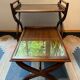 Teak service trolley with nesting table, mid-century modernism.