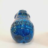 Vintage hippo statue, design Aldo Londi for Bitossi, Rimini blue series.