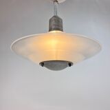 Art deco glass and steel ceiling lamp, 1920