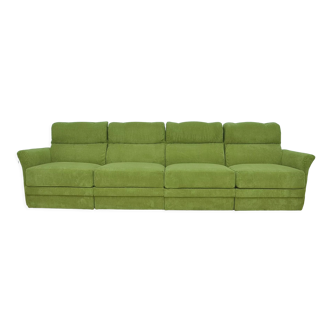 Four-piece green corduroy modular sofa 1970s