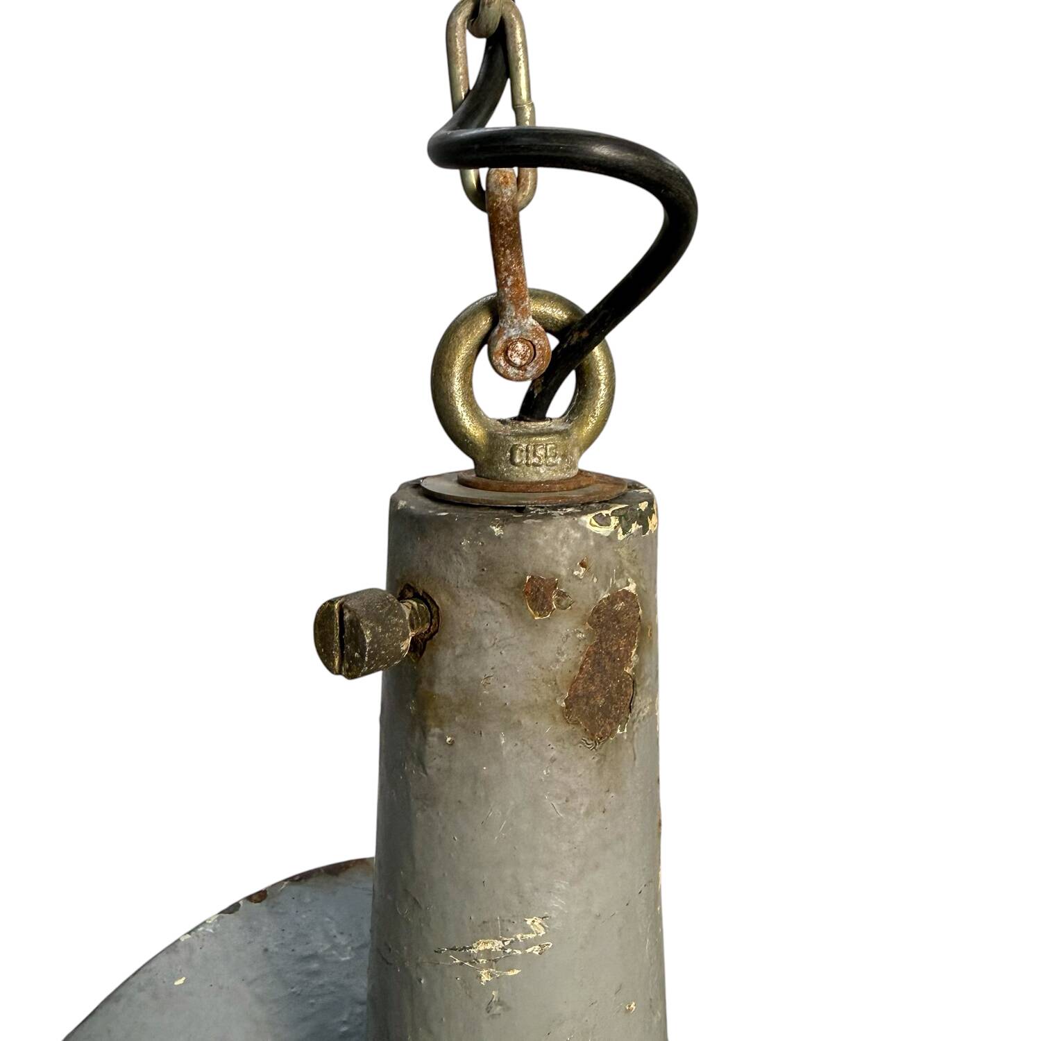 Nr. 2 Vintage industrial mirrored pendant light by Esla