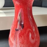 Large Floral Ball Vase/Kaysersberg Art Glassware. Speckled/Volutes