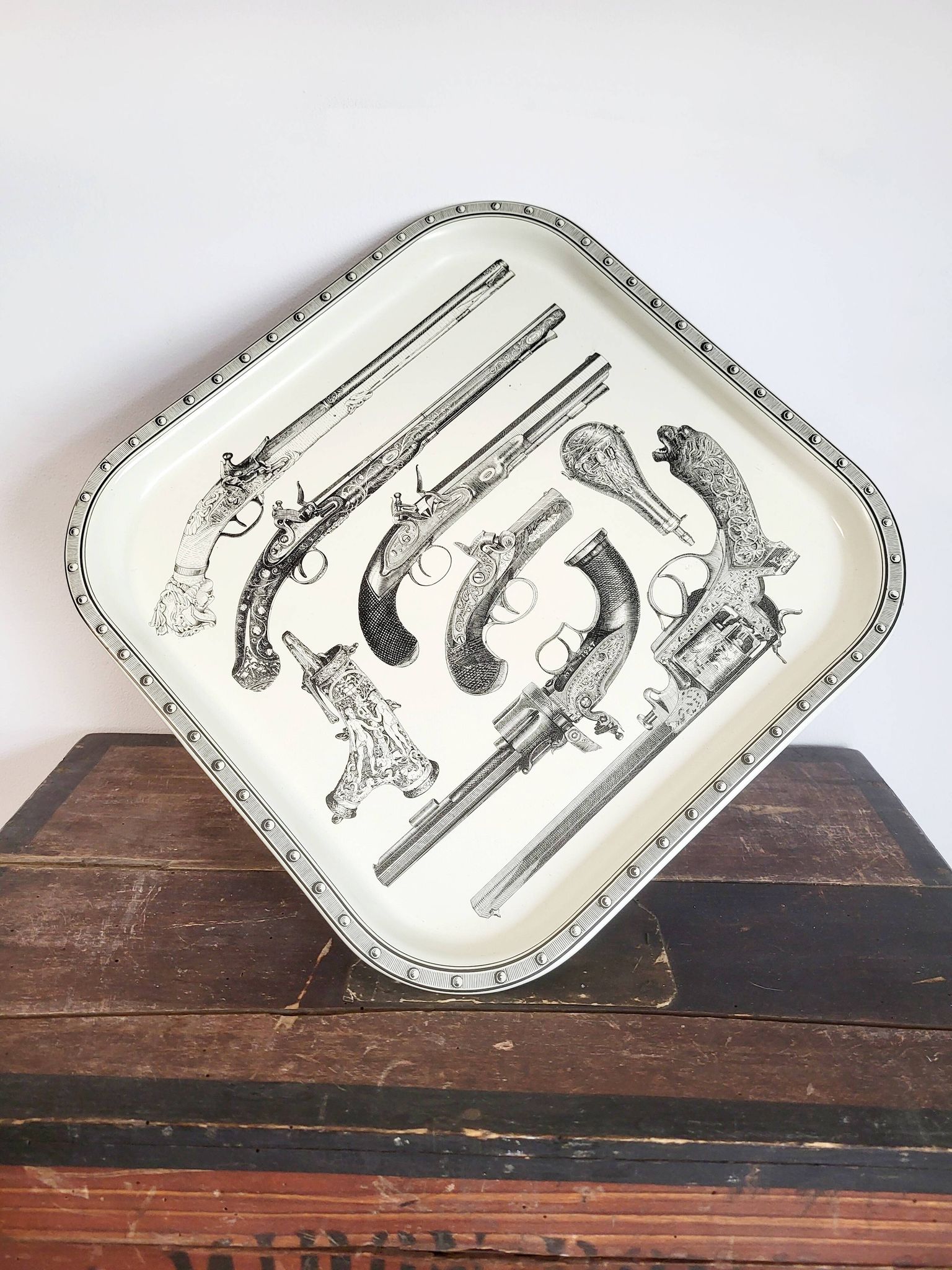 Plateau de service en métal, Piero Fornasetti, Italie, 1960
