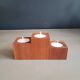 Vintage teak candlestick trio