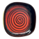 Large decorative ceramic catchall with red and black spiral pattern.
