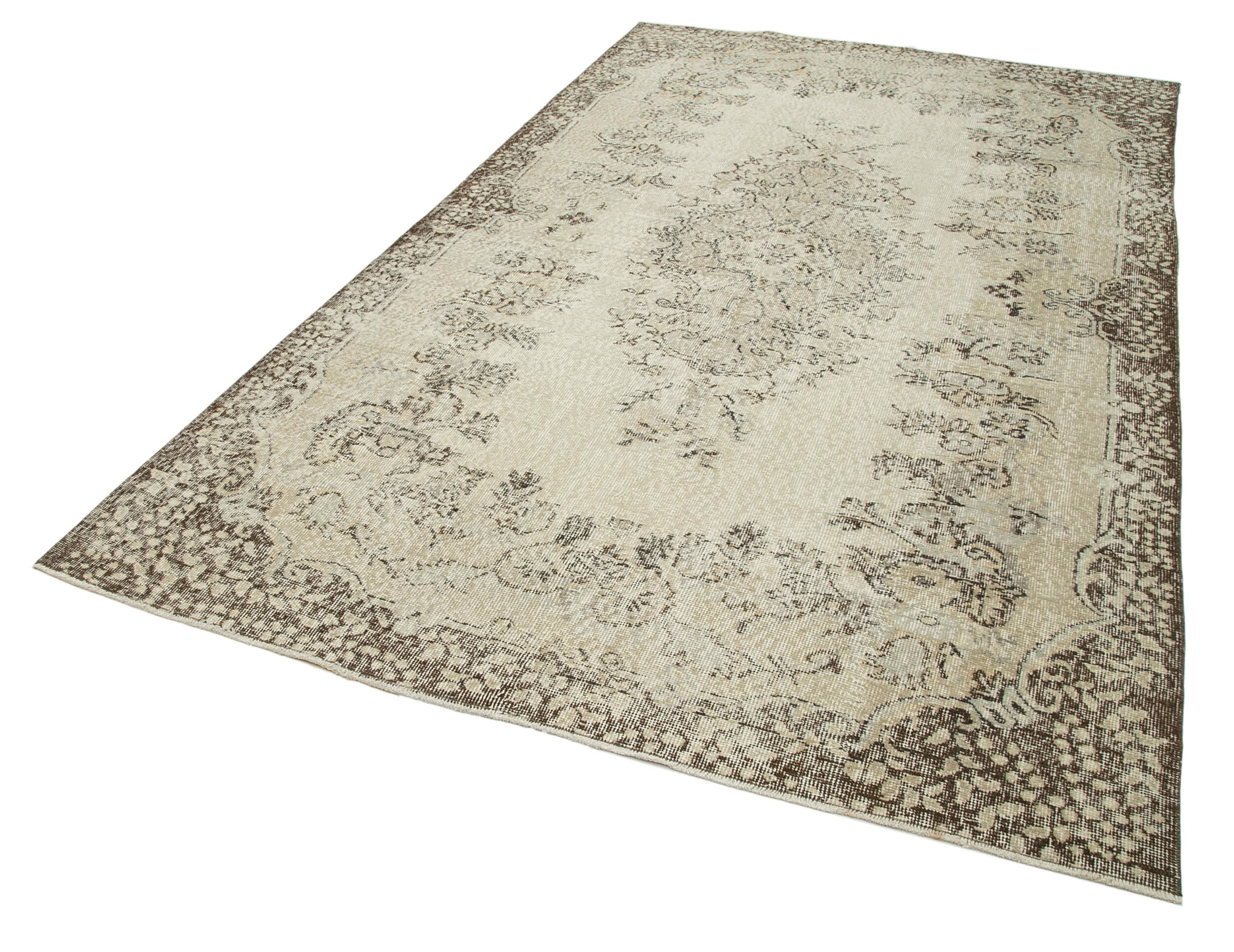 Anatolian handwoven antique 1980s beige rug 181 cm x 320 cm