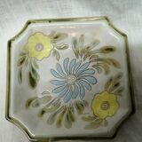 Ceramic dish décor Blue yellow flowers