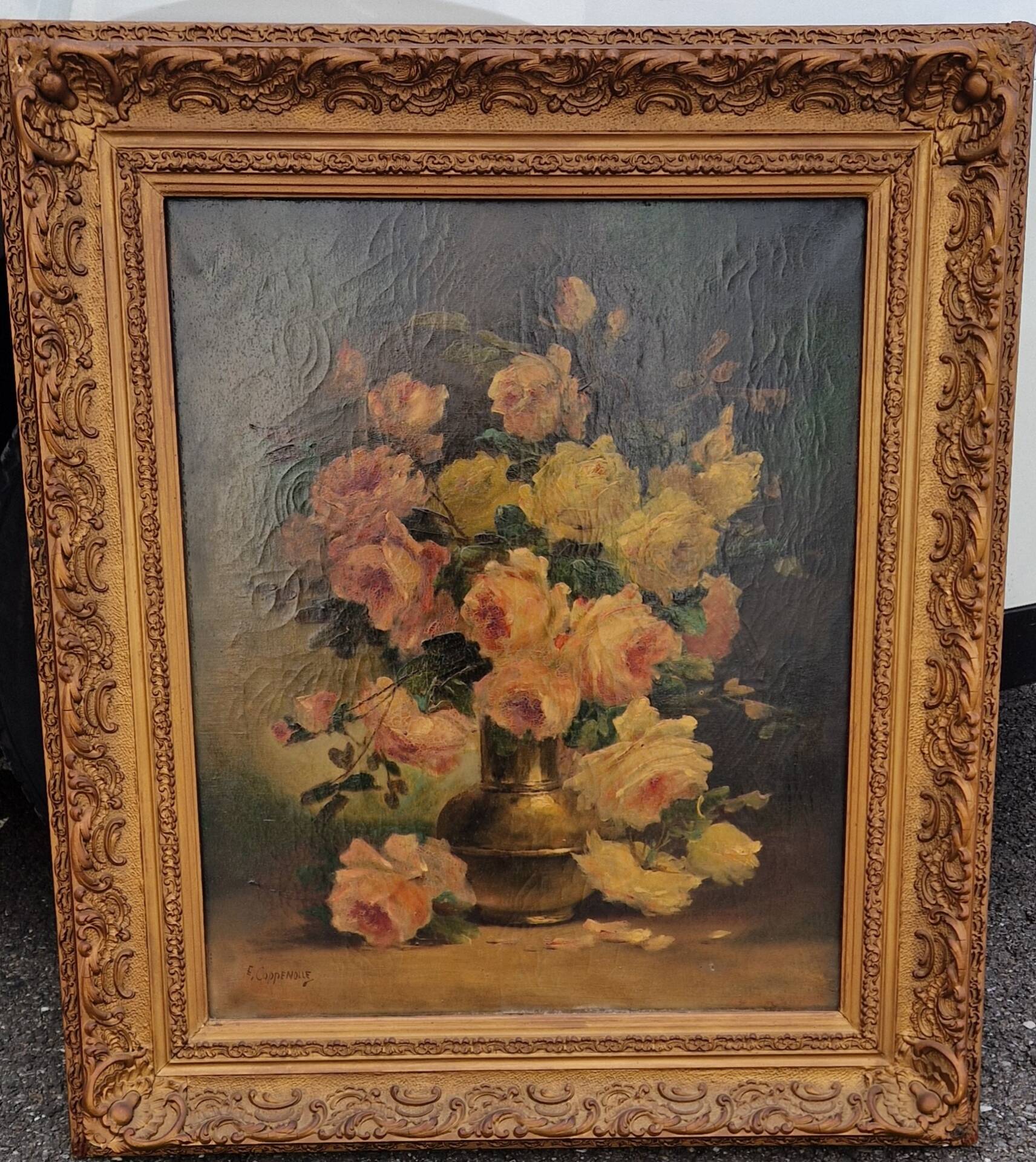 Huile sur toile – Bouquet de fleurs par Edmond van Coppenolle