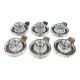6 molded glass candle holders with an ice cube effect
