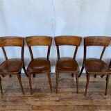 Lot de 8 anciennes chaises bistrot en bois