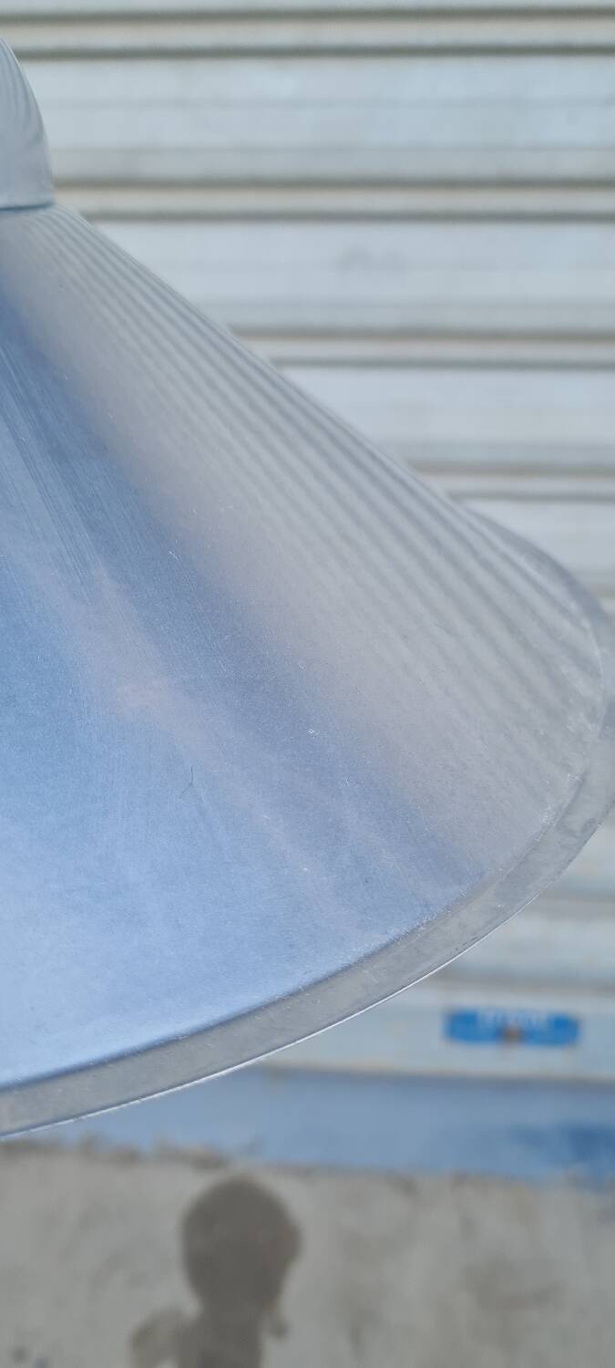 Pair of brushed aluminum pendant lights