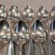 12 silver-plated metal teaspoons by Apollo silversmiths, decorated with fillets, 14.2cm