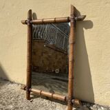 Miroir ancien en bois style bambou