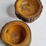 Set of two vacuum pockets made of ash wood turned