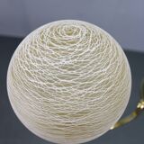 1930s Art Deco brass chandelier with textured glass globes, Czechoslovakia