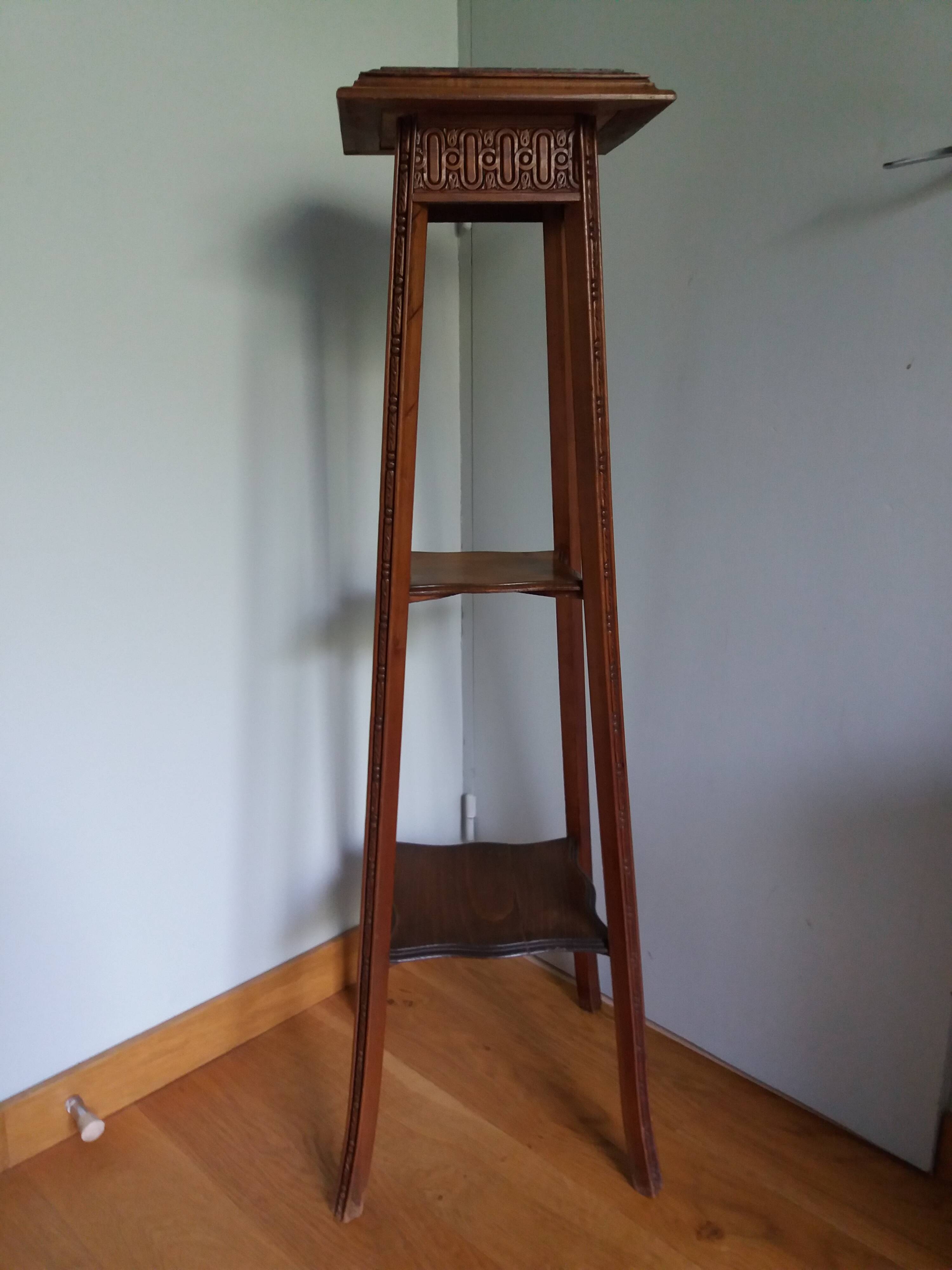Wooden and marble stool
