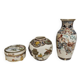 Set of three pieces of Japanese Satsuma-style ceramics.