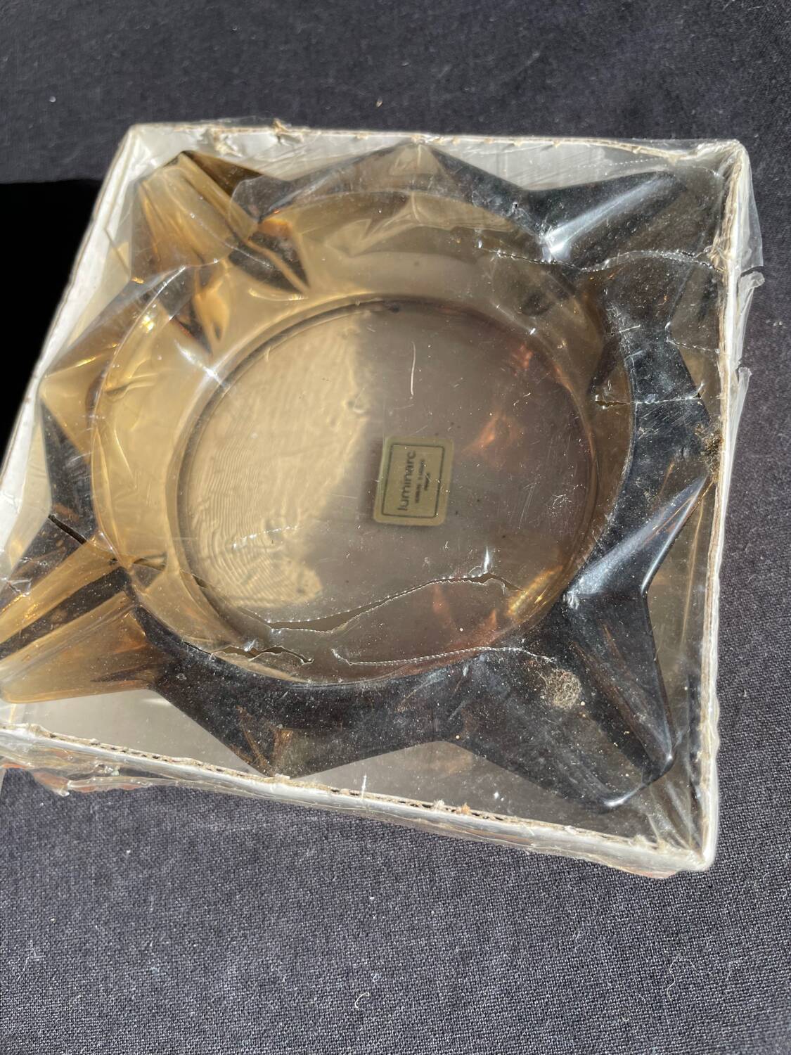 Vintage smoked glass ashtray Luminarc star