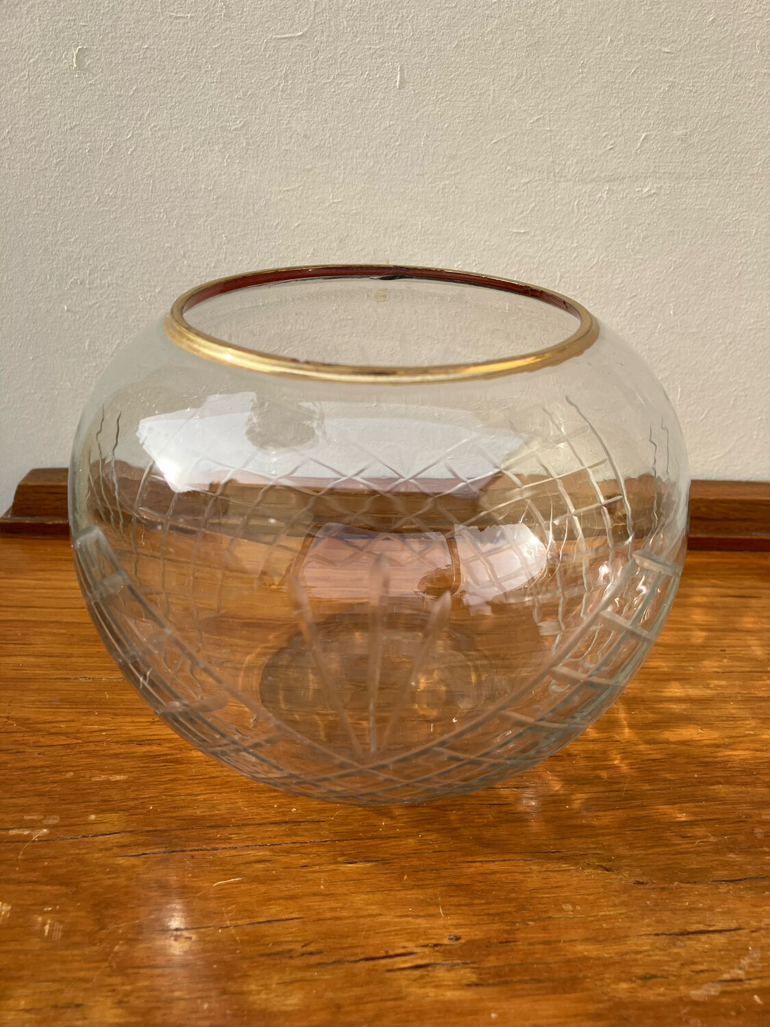 Chiseled glass ball vase