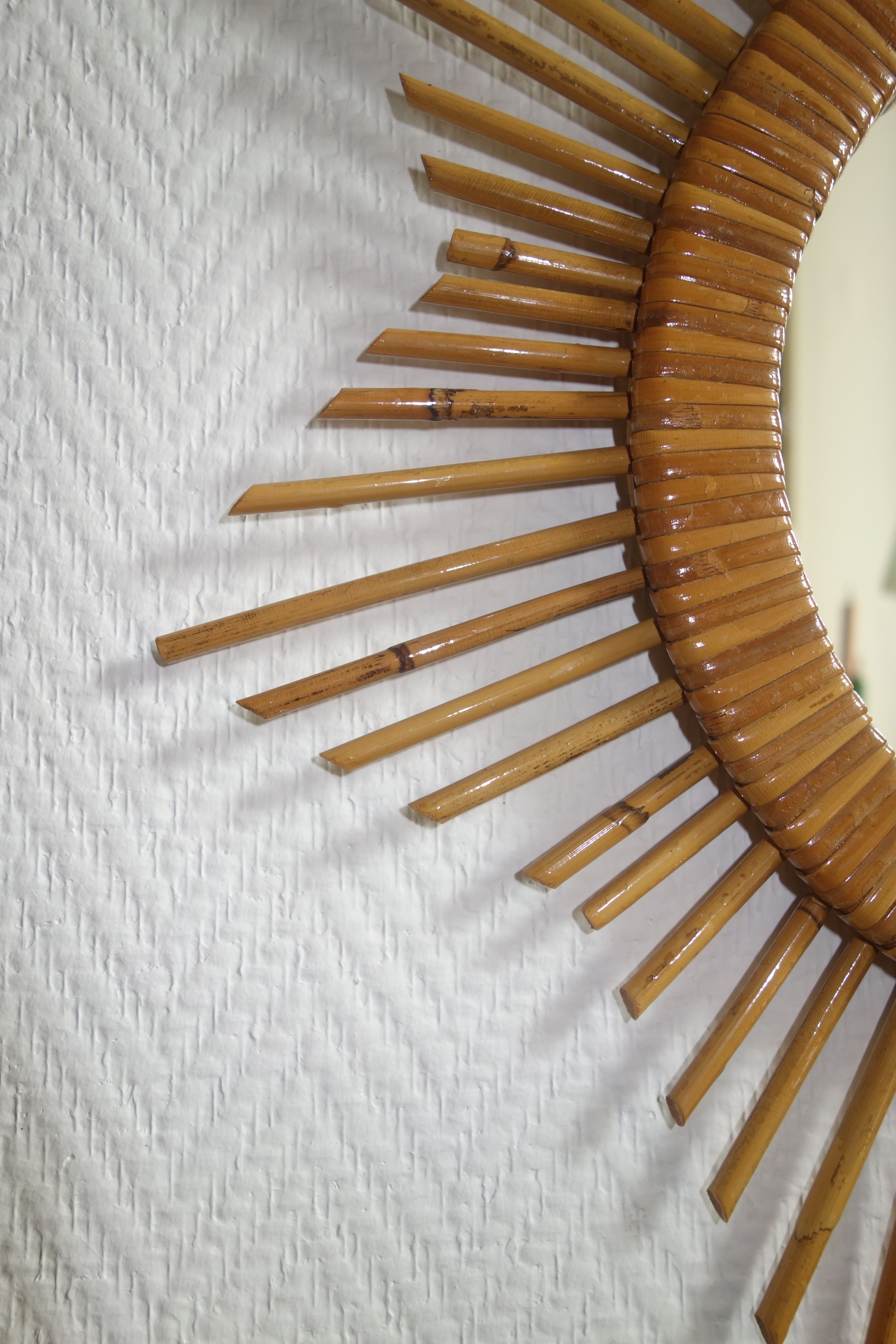 Mirror Sun in the 1950s rattan 49x49cm