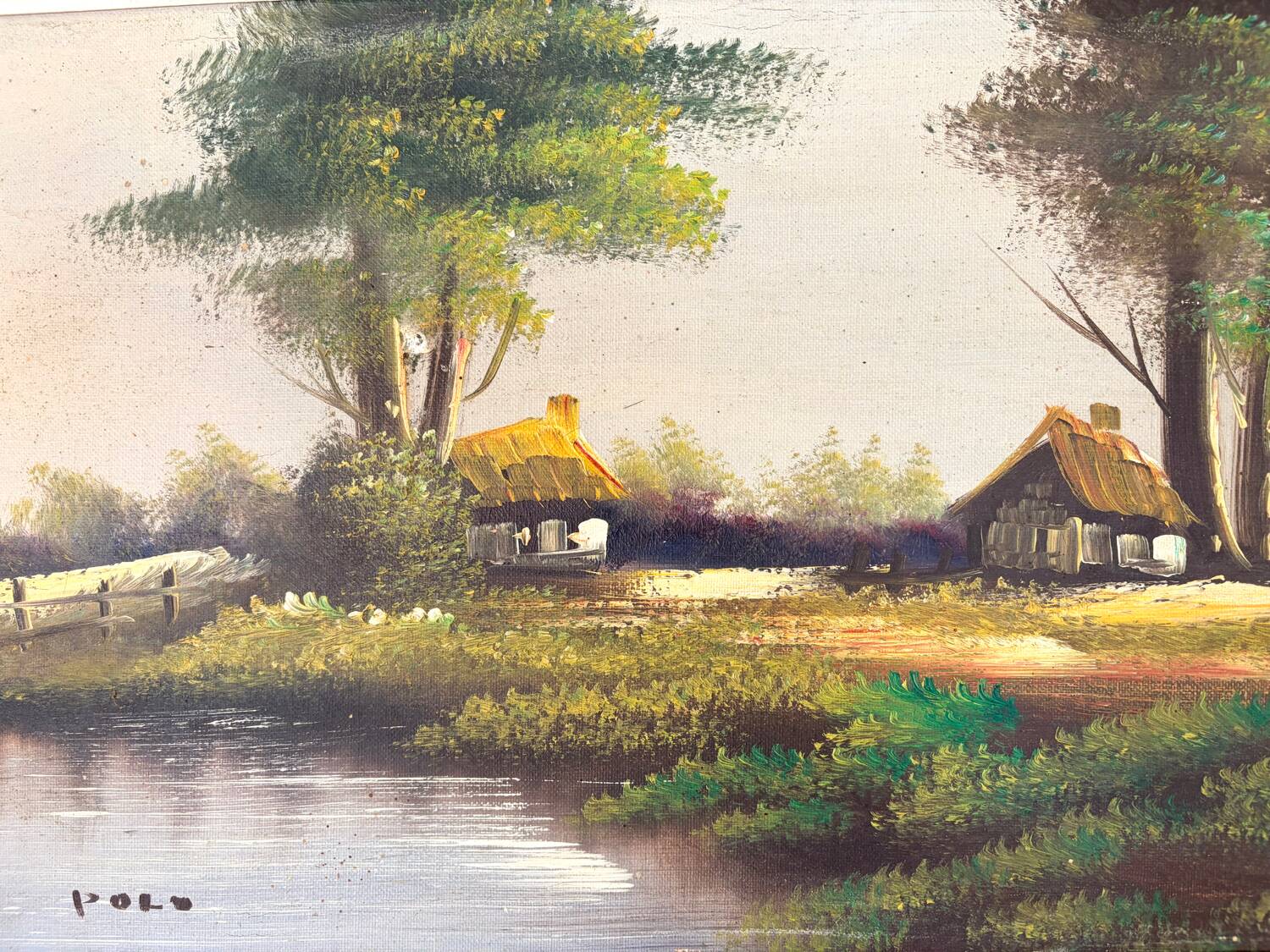 Oil on canvas Countryside Landscape - Polo (40 x 70 cm)