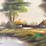 Oil on canvas Countryside Landscape - Polo (40 x 70 cm)